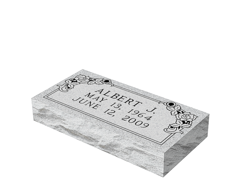 Headstone - Single Flat Grass Marker - Grey - 2ft x 1ft x 4 in