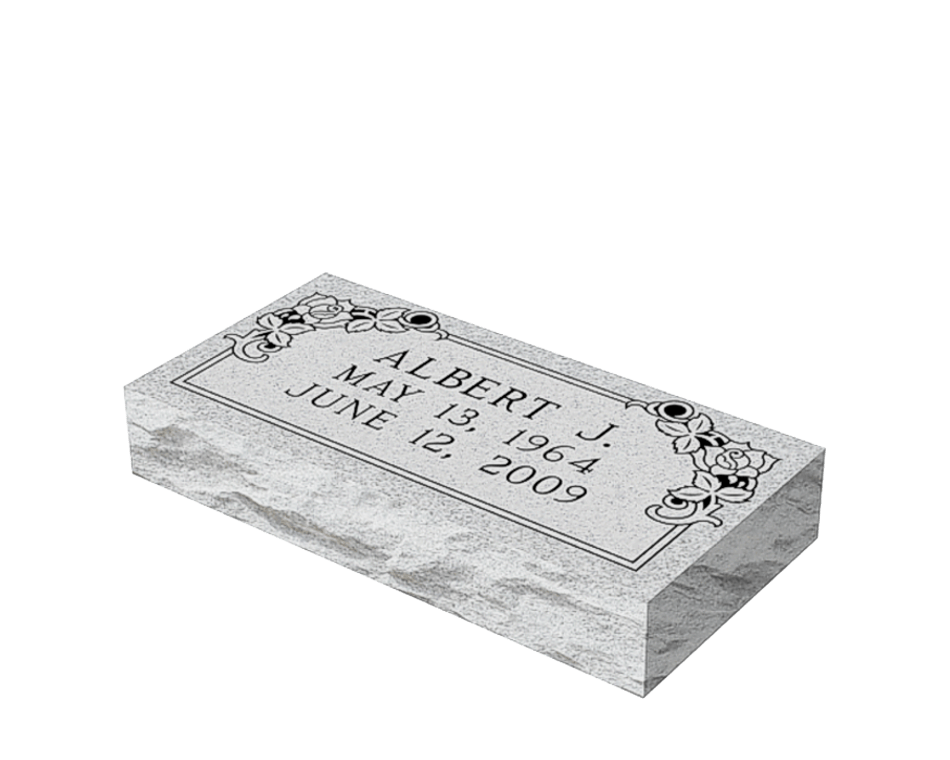 Headstone - Larger Flat Grass Marker - Grey - 2.6ft x 1.2ft x 4 in