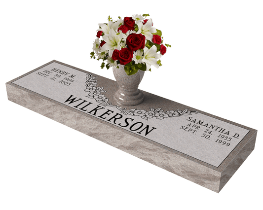 Headstone - Larger Flat Grass Marker - Red/Black/Pink - 2.6ft x 1.2ft x 4 in